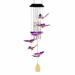 Exhart Solar Butterfly with Color Changing LED lights, 5 by 26 Inches Plastic Wind Chimes
