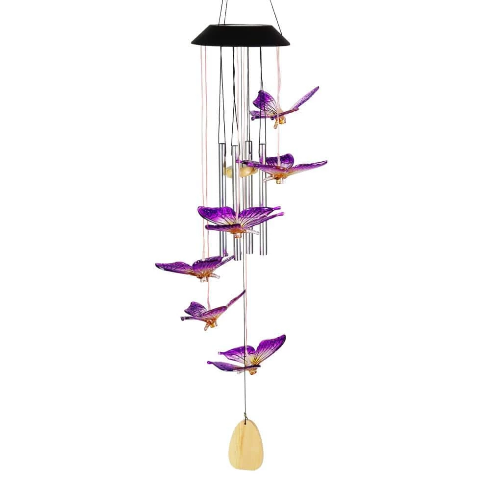 Exhart Solar Butterfly with Color Changing LED lights, 5 by 26 Inches Plastic Wind Chimes 3 Exhart Solar Butterfly with Color Changing LED lights, 5 by 26 Inches Plastic Wind Chimes
