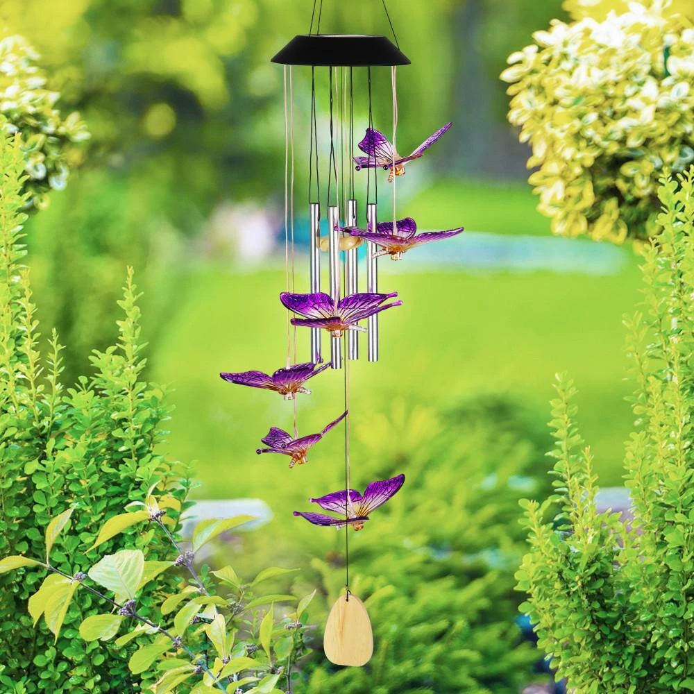 Exhart Solar Butterfly with Color Changing LED lights, 5 by 26 Inches Plastic Wind Chimes 4 Exhart Solar Butterfly with Color Changing LED lights, 5 by 26 Inches Plastic Wind Chimes - Image 2