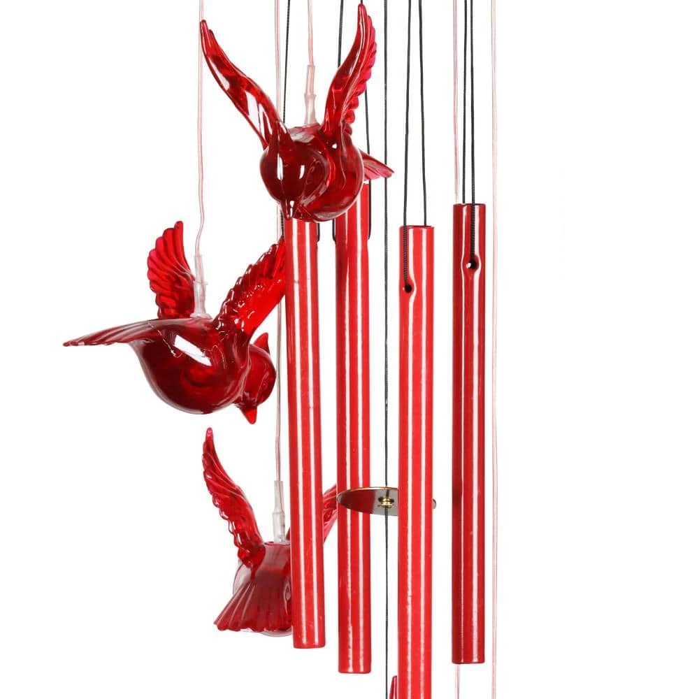 Exhart 5 in. x 26 in. Solar Cascading Red Cardinal with Color Changing LED lights, Plastic Wind Chimes 5 Exhart 5 in. x 26 in. Solar Cascading Red Cardinal with Color Changing LED lights, Plastic Wind Chimes - Image 3