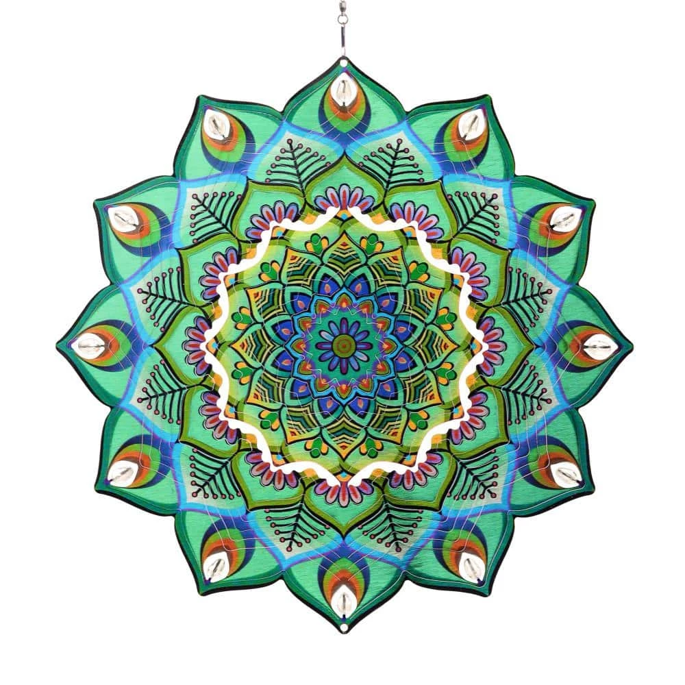 Exhart 12 in. Laser Cut Green with Beaded Details, Metal Spinner 3 Exhart 12 in. Laser Cut Green with Beaded Details, Metal Spinner