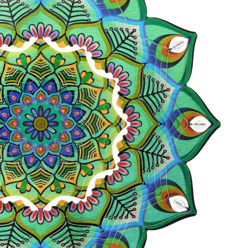 Exhart 12 in. Laser Cut Green with Beaded Details, Metal Spinner 4 Exhart 12 in. Laser Cut Green with Beaded Details, Metal Spinner - Image 2