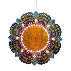 Exhart 12 in. Laser Cut Gold with Beaded Details, Metal Spinner