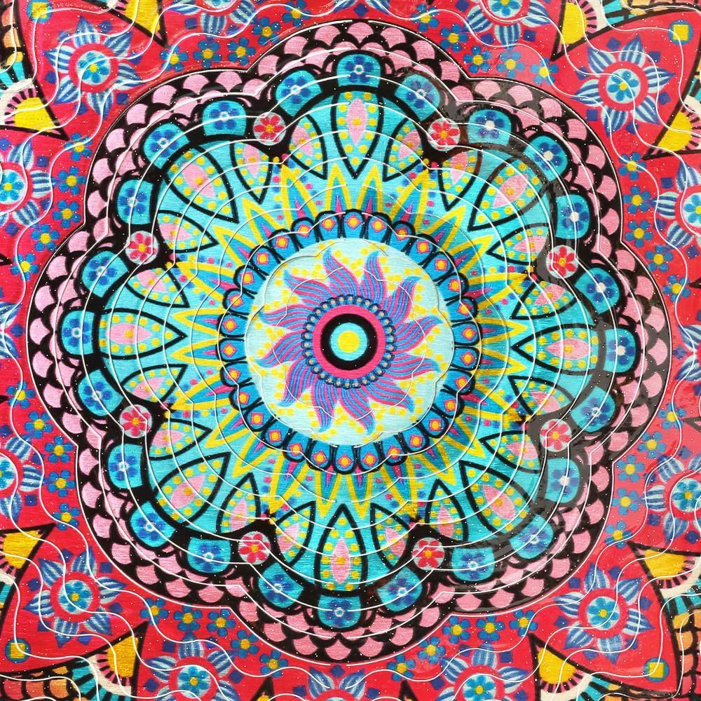 Exhart 12 in. Laser Cut Teal Mandala with Beaded Details, Metal Spinner 4 Exhart 12 in. Laser Cut Teal Mandala with Beaded Details, Metal Spinner - Image 2