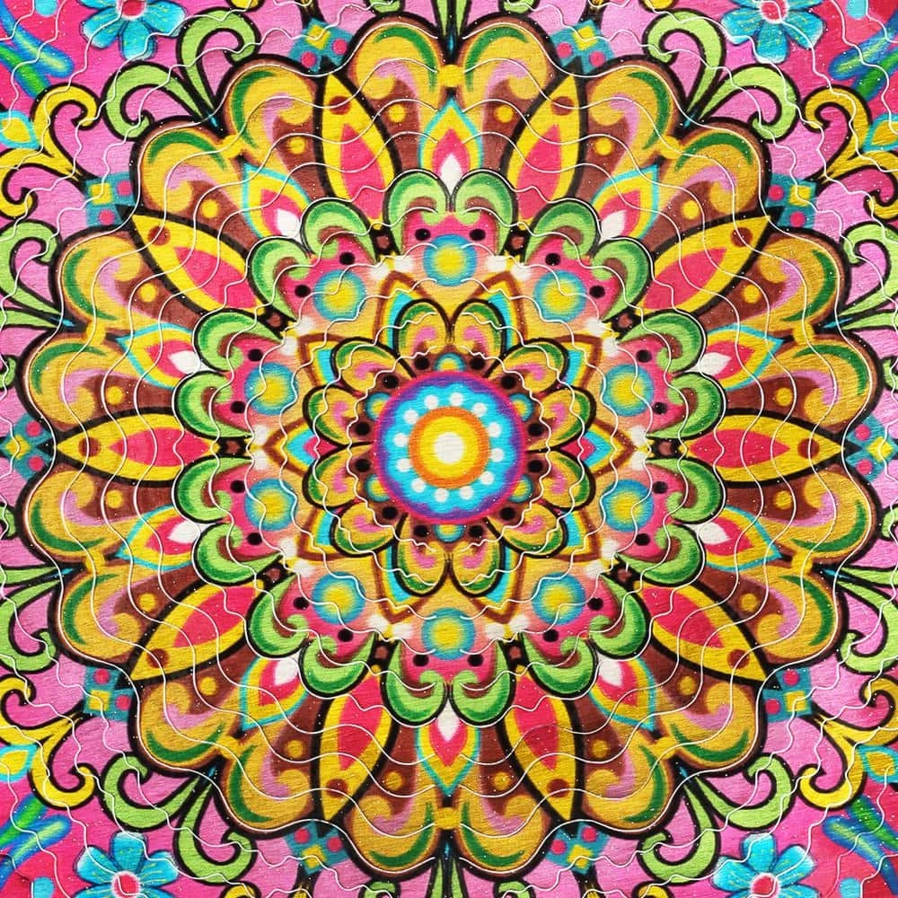 Exhart 12 in. Laser Cut Colorful Daisy Mandala with Beaded Details, Metal Spinner 4 Exhart 12 in. Laser Cut Colorful Daisy Mandala with Beaded Details, Metal Spinner - Image 2