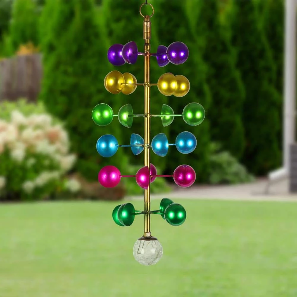 Exhart Art-In-Motion Colorful Hanging Helix Cup with Glass Crackle Ball, 9.5 in. x 19 in. Metal Spinner 9 Exhart Art-In-Motion Colorful Hanging Helix Cup with Glass Crackle Ball, 9.5 in. x 19 in. Metal Spinner - Image 7