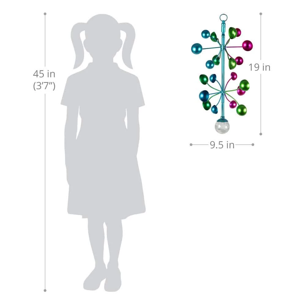 Exhart Art-In-Motion 2 Tiered Colorful Cup with Glass Crackle Ball, 9.5 in. x 19 in. Metal Spinner 5 Exhart Art-In-Motion 2 Tiered Colorful Cup with Glass Crackle Ball, 9.5 in. x 19 in. Metal Spinner - Image 3