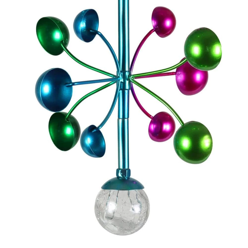 Exhart Art-In-Motion 2 Tiered Colorful Cup with Glass Crackle Ball, 9.5 in. x 19 in. Metal Spinner 4 Exhart Art-In-Motion 2 Tiered Colorful Cup with Glass Crackle Ball, 9.5 in. x 19 in. Metal Spinner - Image 2