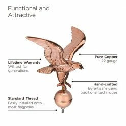 Good Directions Pure Copper Eagle with Ball Flagpole Topper, 16" Wingspan 10 Good Directions Pure Copper Eagle with Ball Flagpole Topper, 16" Wingspan -Cheap Good Directions Store good directions flagpoles fp8815 1f 1000