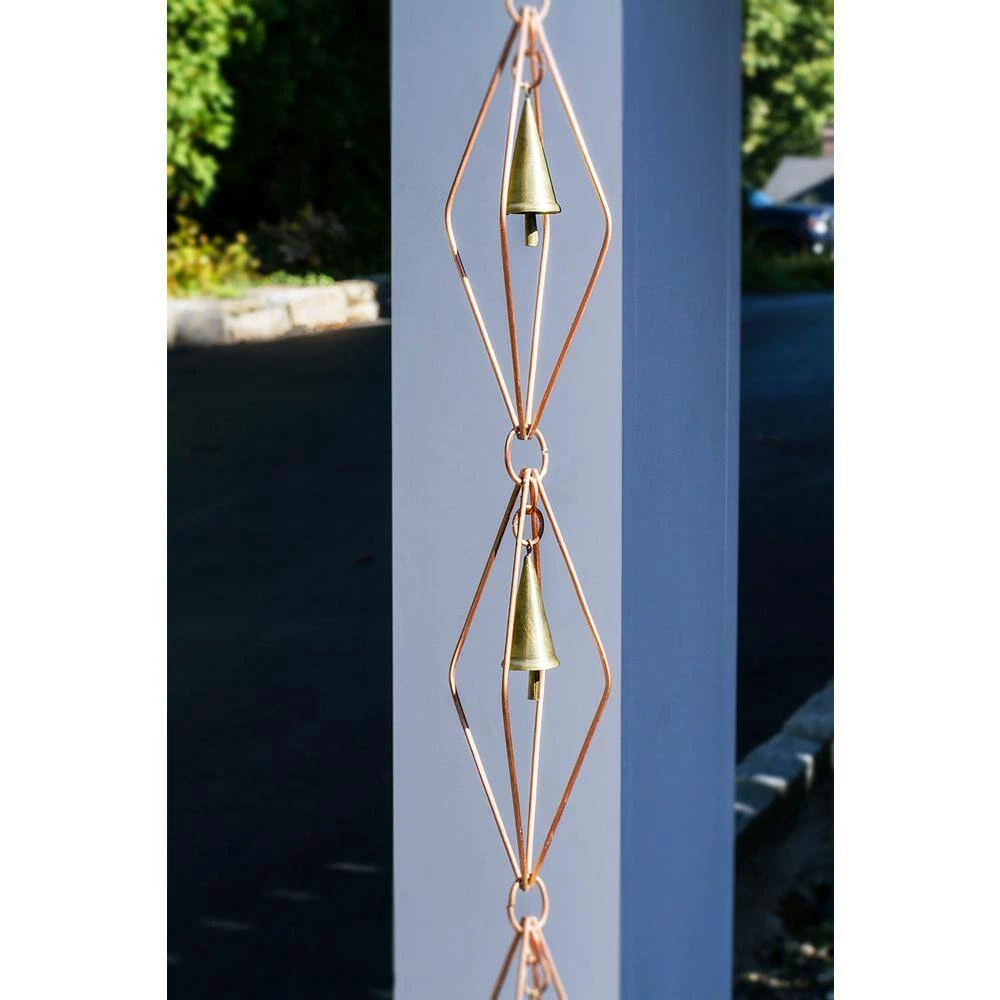 Good Directions 100% Pure Copper Diamond Rain Chain, 8-1/2 ft. Long, Extra Large Figures, Replaces Gutter Downspout 8 Good Directions 100% Pure Copper Diamond Rain Chain, 8-1/2 ft. Long, Extra Large Figures, Replaces Gutter Downspout - Image 6