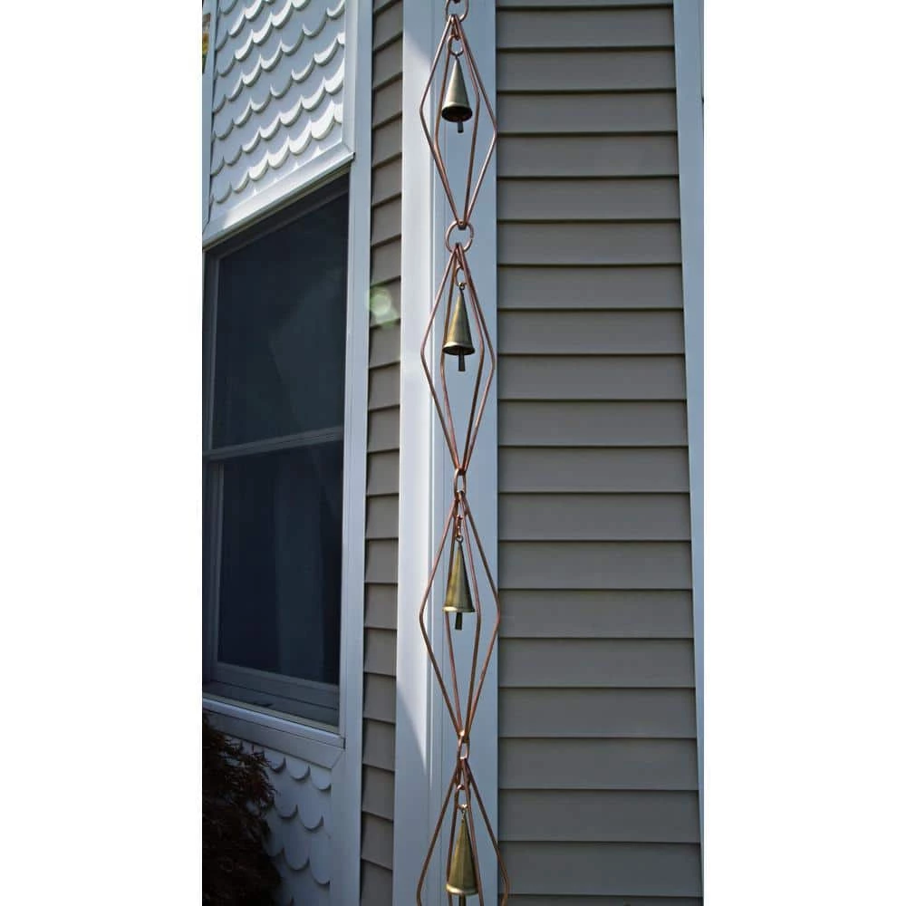 Good Directions 100% Pure Copper Diamond Rain Chain, 8-1/2 ft. Long, Extra Large Figures, Replaces Gutter Downspout 9 Good Directions 100% Pure Copper Diamond Rain Chain, 8-1/2 ft. Long, Extra Large Figures, Replaces Gutter Downspout - Image 7