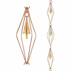Good Directions 100% Pure Copper Diamond Rain Chain, 8-1/2 ft. Long, Extra Large Figures, Replaces Gutter Downspout