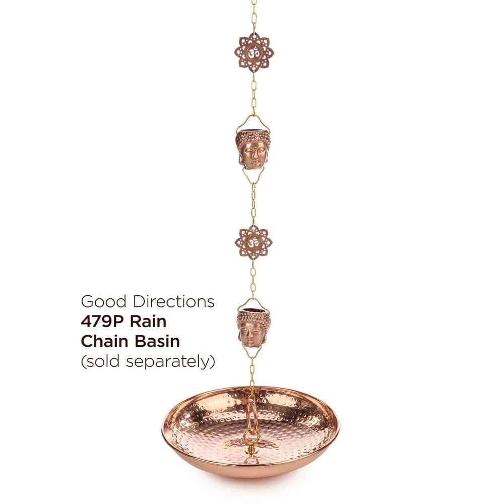 Good Directions 100% Pure Copper Buddha Head Rain Chain, 8-1/2 ft. Long, 12 Large Figures, Replaces Gutter Downspout 8 Good Directions 100% Pure Copper Buddha Head Rain Chain, 8-1/2 ft. Long, 12 Large Figures, Replaces Gutter Downspout - Image 6