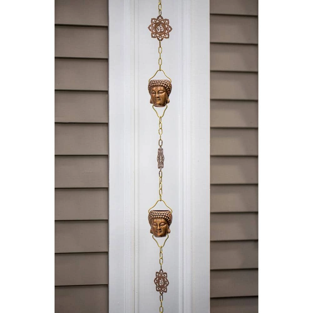 Good Directions 100% Pure Copper Buddha Head Rain Chain, 8-1/2 ft. Long, 12 Large Figures, Replaces Gutter Downspout 9 Good Directions 100% Pure Copper Buddha Head Rain Chain, 8-1/2 ft. Long, 12 Large Figures, Replaces Gutter Downspout - Image 7