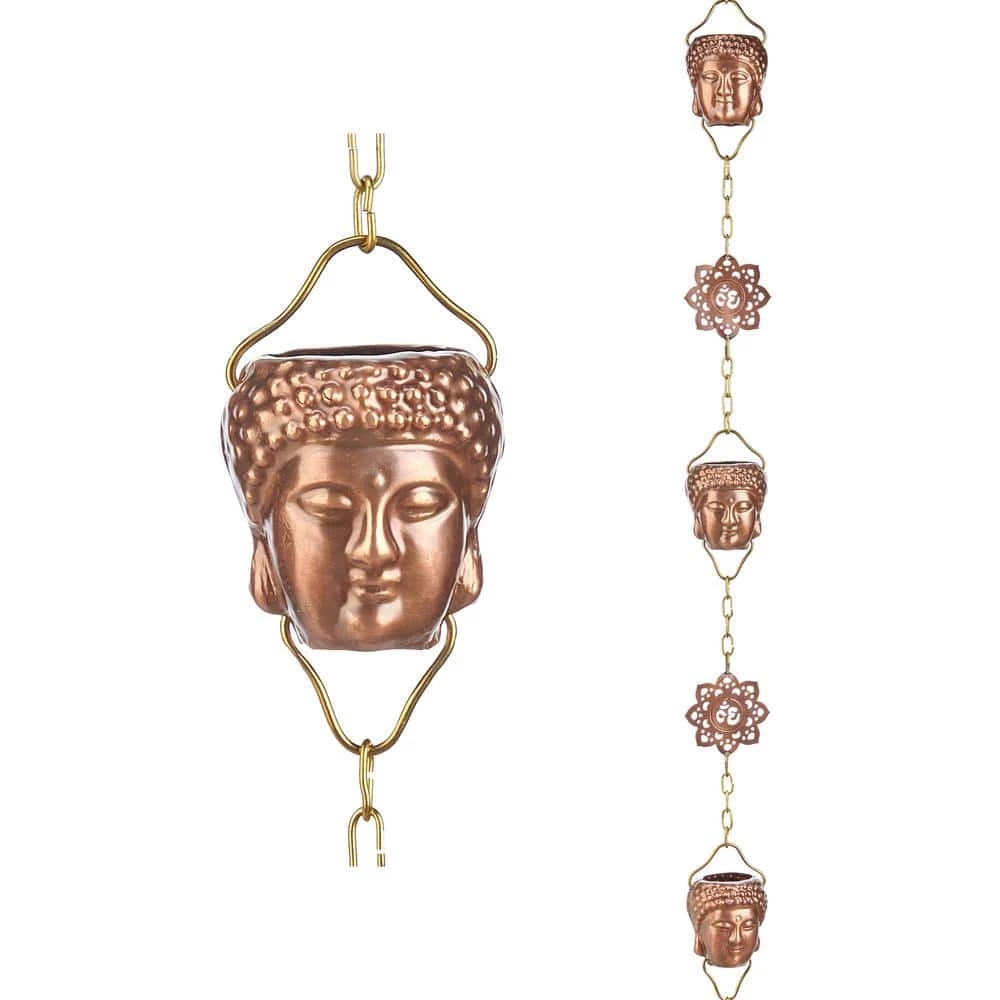 Good Directions 100% Pure Copper Buddha Head Rain Chain, 8-1/2 ft. Long, 12 Large Figures, Replaces Gutter Downspout 3 Good Directions 100% Pure Copper Buddha Head Rain Chain, 8-1/2 ft. Long, 12 Large Figures, Replaces Gutter Downspout
