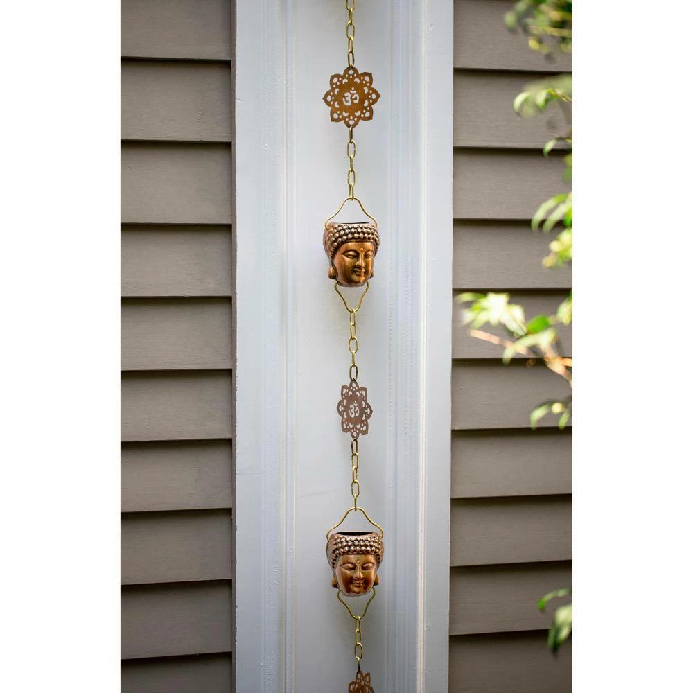 Good Directions 100% Pure Copper Buddha Head Rain Chain, 8-1/2 ft. Long, 12 Large Figures, Replaces Gutter Downspout 10 Good Directions 100% Pure Copper Buddha Head Rain Chain, 8-1/2 ft. Long, 12 Large Figures, Replaces Gutter Downspout - Image 8