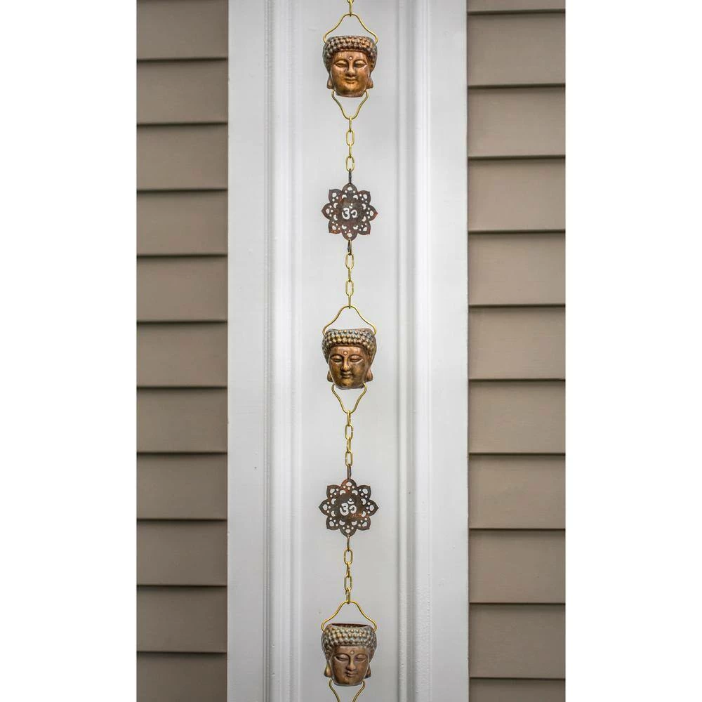 Good Directions 100% Pure Copper Buddha Head Rain Chain, 8-1/2 ft. Long, Antiqued Copper, 12 Figures, Replaces Downspout 7 Good Directions 100% Pure Copper Buddha Head Rain Chain, 8-1/2 ft. Long, Antiqued Copper, 12 Figures, Replaces Downspout - Image 5