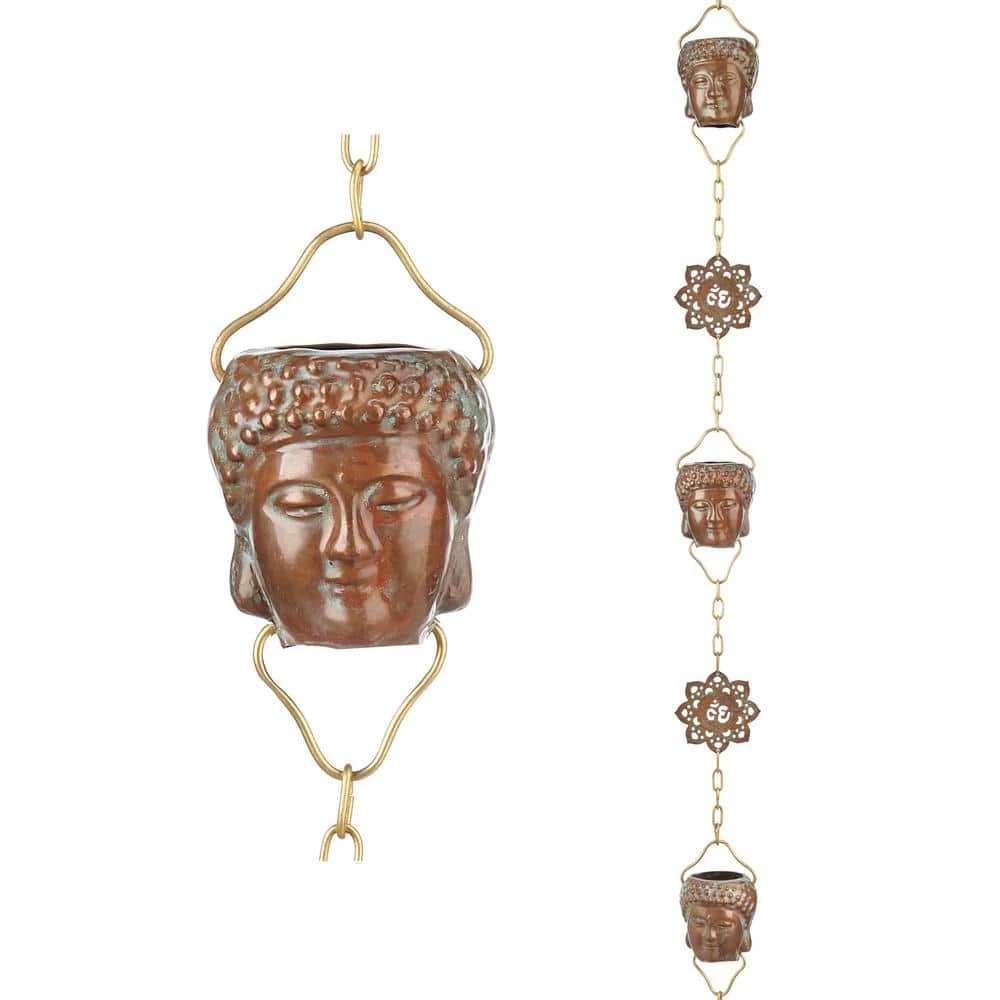 Good Directions 100% Pure Copper Buddha Head Rain Chain, 8-1/2 ft. Long, Antiqued Copper, 12 Figures, Replaces Downspout 3 Good Directions 100% Pure Copper Buddha Head Rain Chain, 8-1/2 ft. Long, Antiqued Copper, 12 Figures, Replaces Downspout