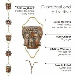 Good Directions 100% Pure Copper Buddha Head Rain Chain, 8-1/2 ft. Long, Antiqued Copper, 12 Figures, Replaces Downspout 11 Good Directions 100% Pure Copper Buddha Head Rain Chain, 8-1/2 ft. Long, Antiqued Copper, 12 Figures, Replaces Downspout -Cheap Good Directions Store good directions rain chains 474v3 8 c3 1000