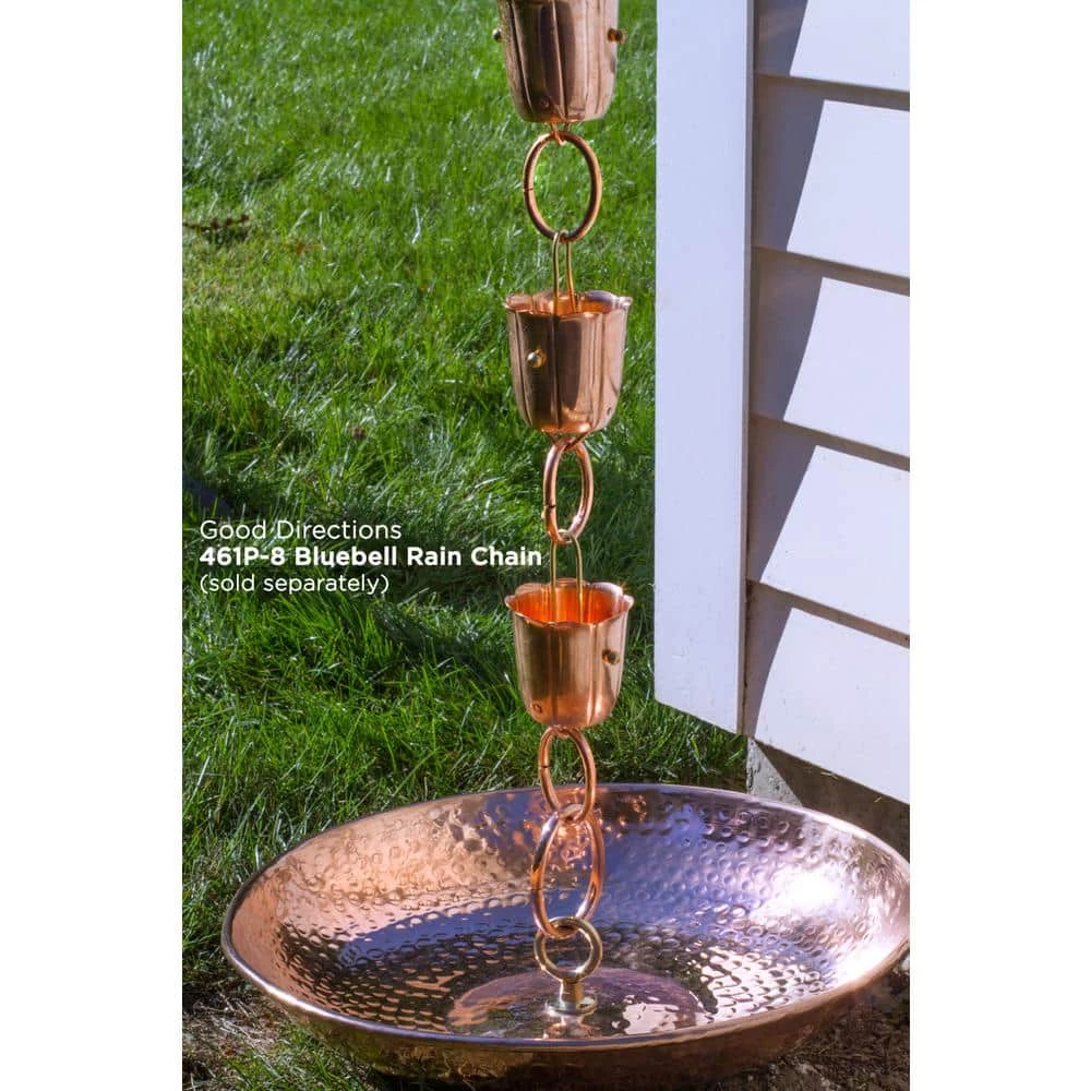 Good Directions 100% Pure Copper Rain Chain Basin, Large 16-1/2 in. Dia., 4 in. High, Hand Hammered Design 8 Good Directions 100% Pure Copper Rain Chain Basin, Large 16-1/2 in. Dia., 4 in. High, Hand Hammered Design - Image 6