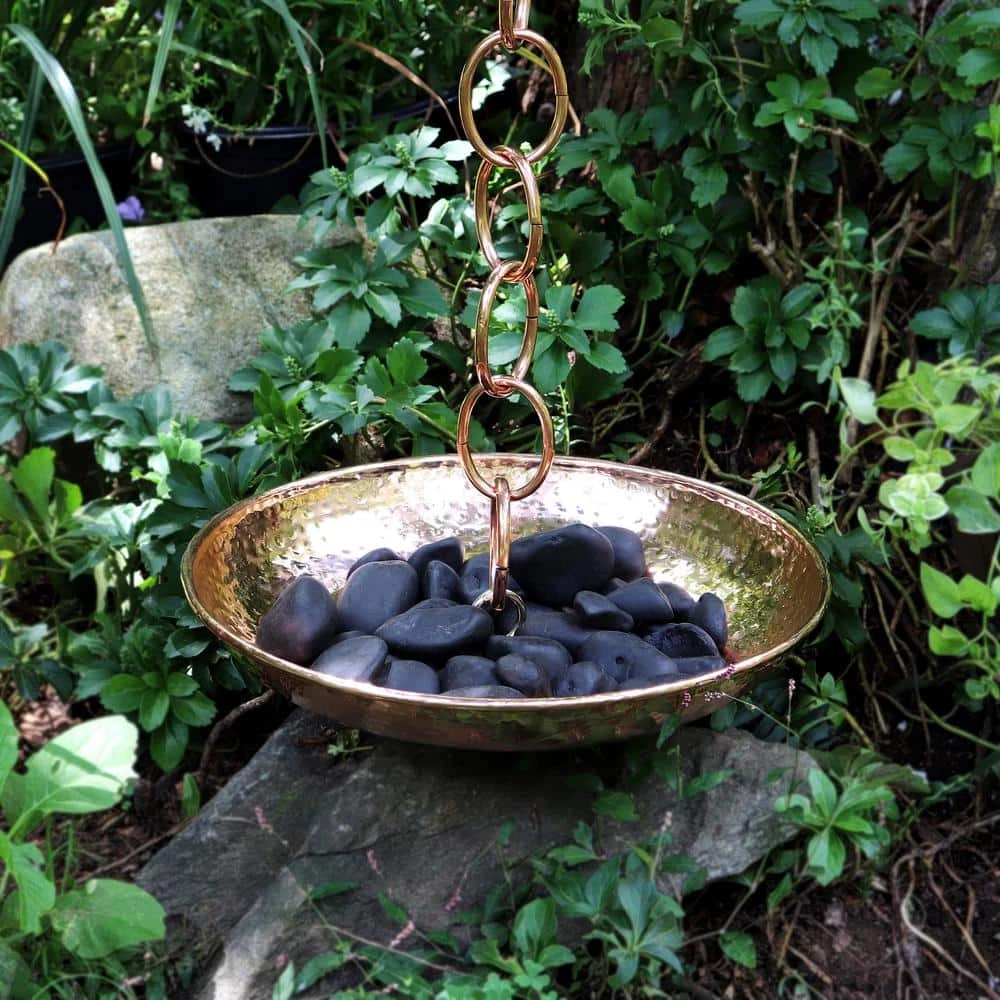 Good Directions 100% Pure Copper Rain Chain Basin, Large 16-1/2 in. Dia., 4 in. High, Hand Hammered Design 5 Good Directions 100% Pure Copper Rain Chain Basin, Large 16-1/2 in. Dia., 4 in. High, Hand Hammered Design - Image 3