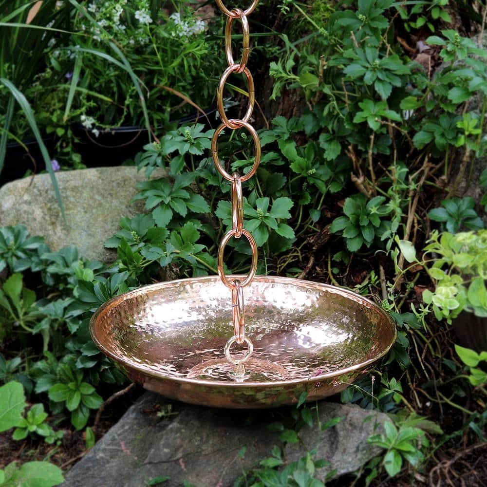 Good Directions 100% Pure Copper Rain Chain Basin, Large 16-1/2 in. Dia., 4 in. High, Hand Hammered Design 11 Good Directions 100% Pure Copper Rain Chain Basin, Large 16-1/2 in. Dia., 4 in. High, Hand Hammered Design - Image 9