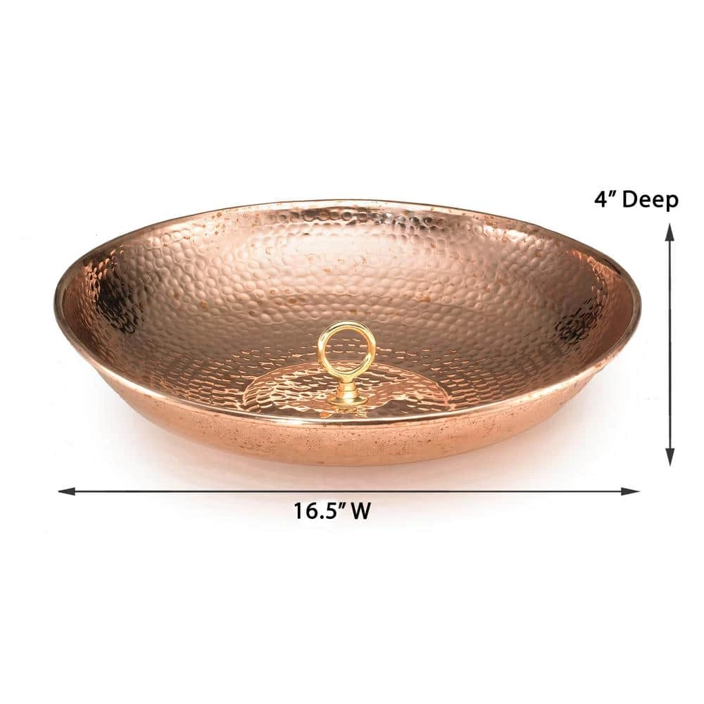 Good Directions 100% Pure Copper Rain Chain Basin, Large 16-1/2 in. Dia., 4 in. High, Hand Hammered Design 6 Good Directions 100% Pure Copper Rain Chain Basin, Large 16-1/2 in. Dia., 4 in. High, Hand Hammered Design - Image 4