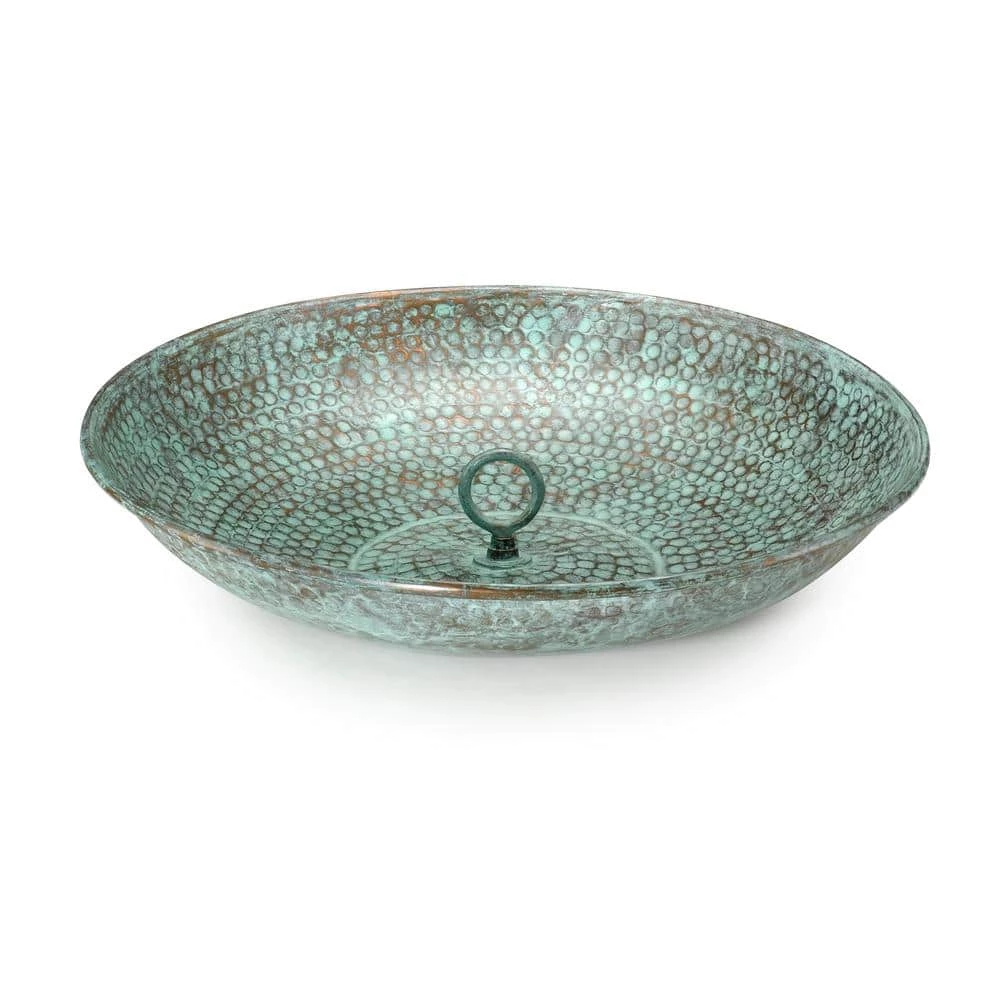 Good Directions 100% Blue Verde Pure Copper Rain Chain Basin, Large 16-1/2 in. Dia., 4 in. High, Hand Hammered Design 3 Good Directions 100% Blue Verde Pure Copper Rain Chain Basin, Large 16-1/2 in. Dia., 4 in. High, Hand Hammered Design