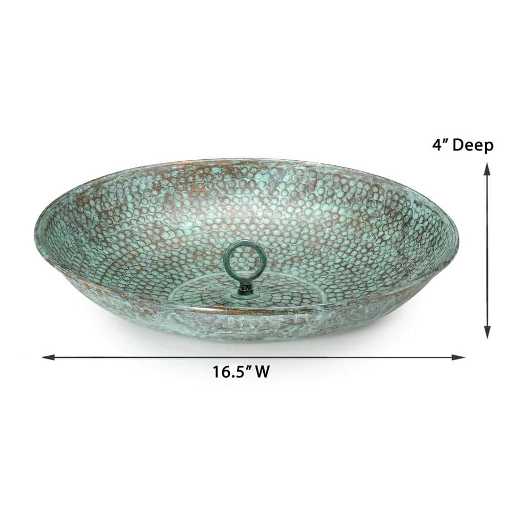Good Directions 100% Blue Verde Pure Copper Rain Chain Basin, Large 16-1/2 in. Dia., 4 in. High, Hand Hammered Design 5 Good Directions 100% Blue Verde Pure Copper Rain Chain Basin, Large 16-1/2 in. Dia., 4 in. High, Hand Hammered Design - Image 3