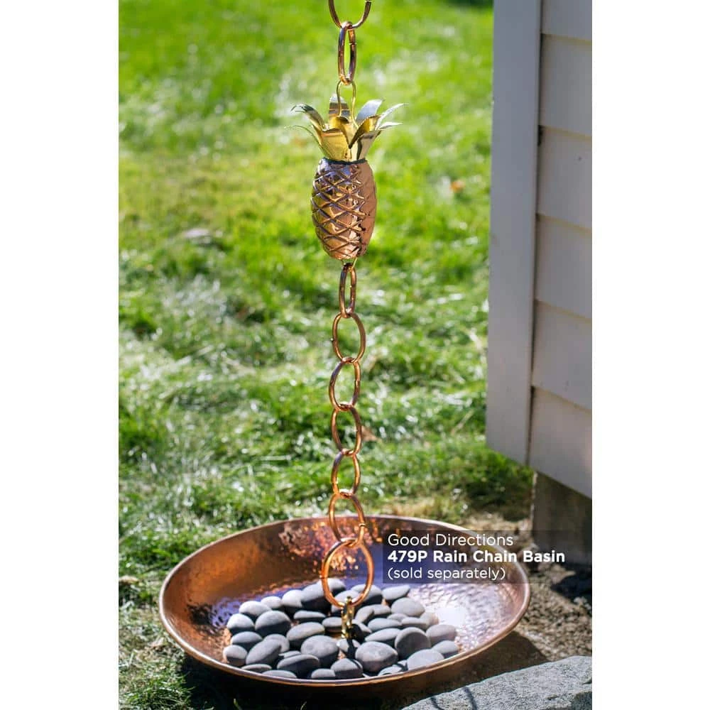 Good Directions 100% Pure Copper Pineapple Rain Chain, 8-1/2 ft. Long, Artistically Designed, Replaces Gutter Downspout 10 Good Directions 100% Pure Copper Pineapple Rain Chain, 8-1/2 ft. Long, Artistically Designed, Replaces Gutter Downspout - Image 8