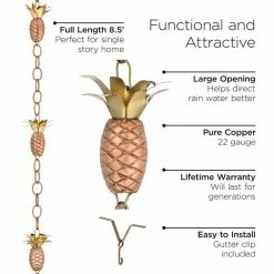 Good Directions 100% Pure Copper Pineapple Rain Chain, 8-1/2 ft. Long, Artistically Designed, Replaces Gutter Downspout 17 Good Directions 100% Pure Copper Pineapple Rain Chain, 8-1/2 ft. Long, Artistically Designed, Replaces Gutter Downspout -Cheap Good Directions Store good directions rain chains 483p 8 4f 1000