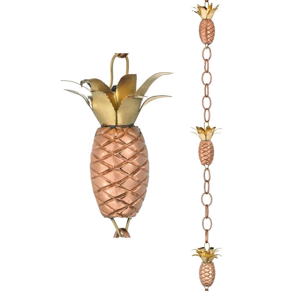 Good Directions 100% Pure Copper Pineapple Rain Chain, 8-1/2 ft. Long, Artistically Designed, Replaces Gutter Downspout 3 Good Directions 100% Pure Copper Pineapple Rain Chain, 8-1/2 ft. Long, Artistically Designed, Replaces Gutter Downspout