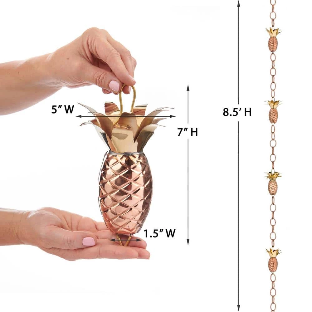 Good Directions 100% Pure Copper Pineapple Rain Chain, 8-1/2 ft. Long, Artistically Designed, Replaces Gutter Downspout 7 Good Directions 100% Pure Copper Pineapple Rain Chain, 8-1/2 ft. Long, Artistically Designed, Replaces Gutter Downspout - Image 5