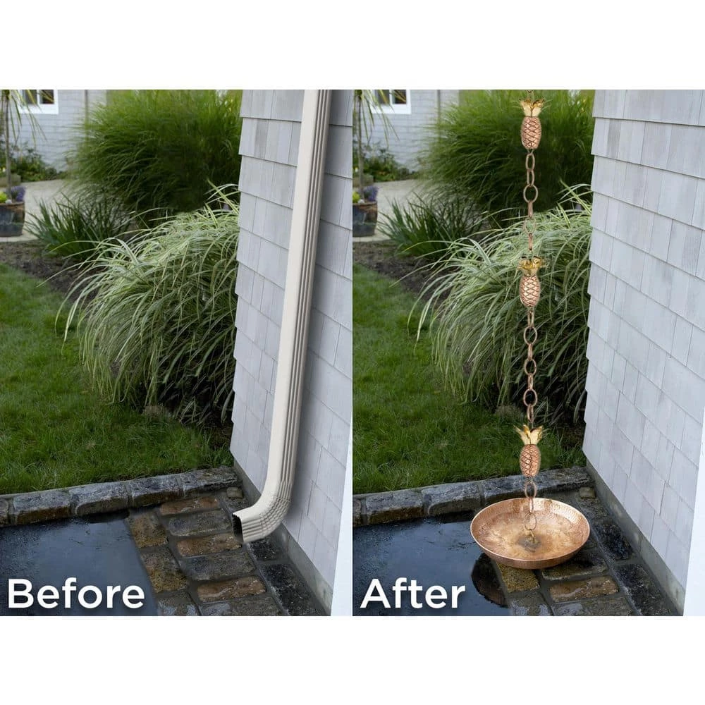 Good Directions 100% Pure Copper Pineapple Rain Chain, 8-1/2 ft. Long, Artistically Designed, Replaces Gutter Downspout 4 Good Directions 100% Pure Copper Pineapple Rain Chain, 8-1/2 ft. Long, Artistically Designed, Replaces Gutter Downspout - Image 2