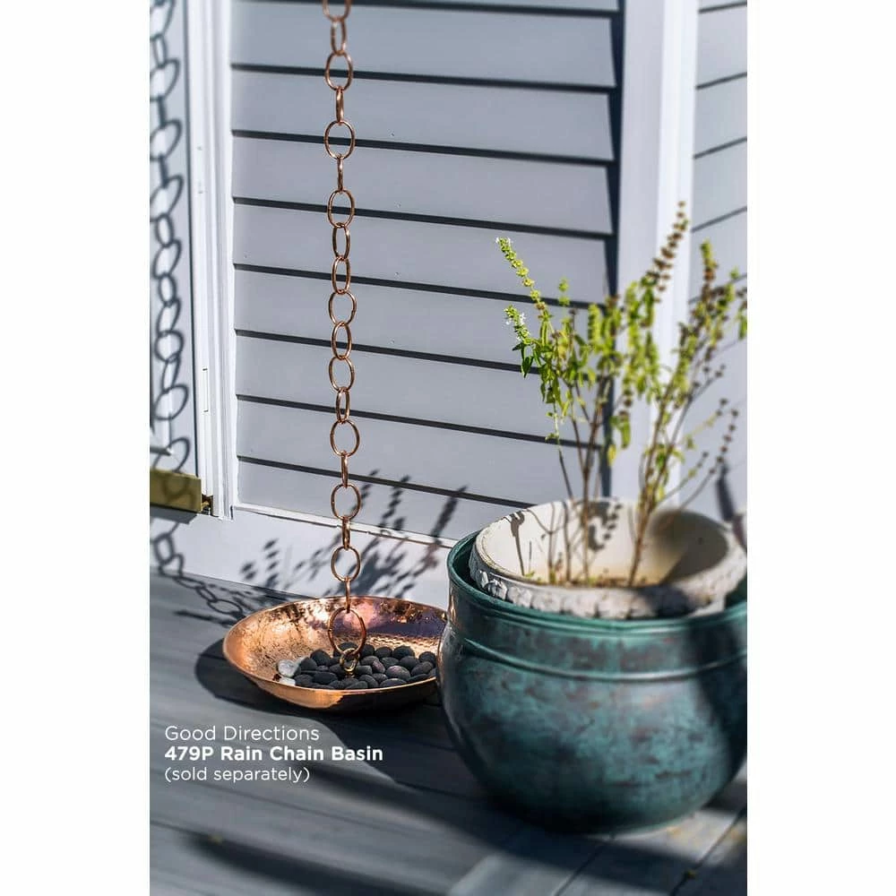 Good Directions 100% Pure Copper Chain Link Rain Chain, 8-1/2 ft. Long, Large Links, Replaces Gutter Downspout 7 Good Directions 100% Pure Copper Chain Link Rain Chain, 8-1/2 ft. Long, Large Links, Replaces Gutter Downspout - Image 5