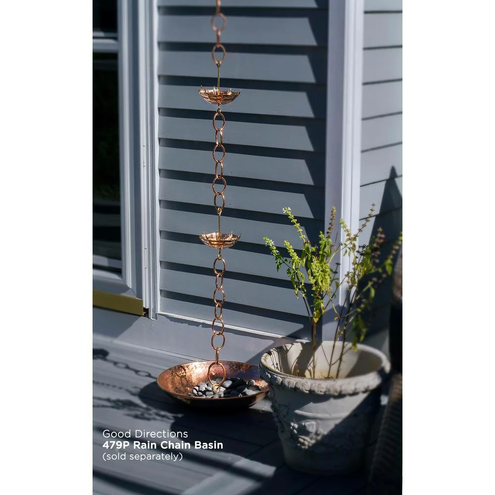 Good Directions 100% Pure Copper Umbrella Rain Chain, 8-1/2 ft. Long, Extra Large Umbrellas, Replaces Gutter Downspout 6 Good Directions 100% Pure Copper Umbrella Rain Chain, 8-1/2 ft. Long, Extra Large Umbrellas, Replaces Gutter Downspout - Image 4