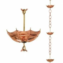 Good Directions 100% Pure Copper Umbrella Rain Chain, 8-1/2 ft. Long, Extra Large Umbrellas, Replaces Gutter Downspout