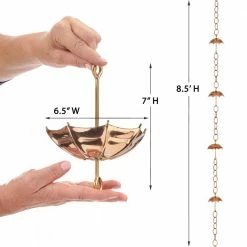 Good Directions 100% Pure Copper Umbrella Rain Chain, 8-1/2 ft. Long, Extra Large Umbrellas, Replaces Gutter Downspout 10 Good Directions 100% Pure Copper Umbrella Rain Chain, 8-1/2 ft. Long, Extra Large Umbrellas, Replaces Gutter Downspout -Cheap Good Directions Store good directions rain chains 486p 8 c3 1000