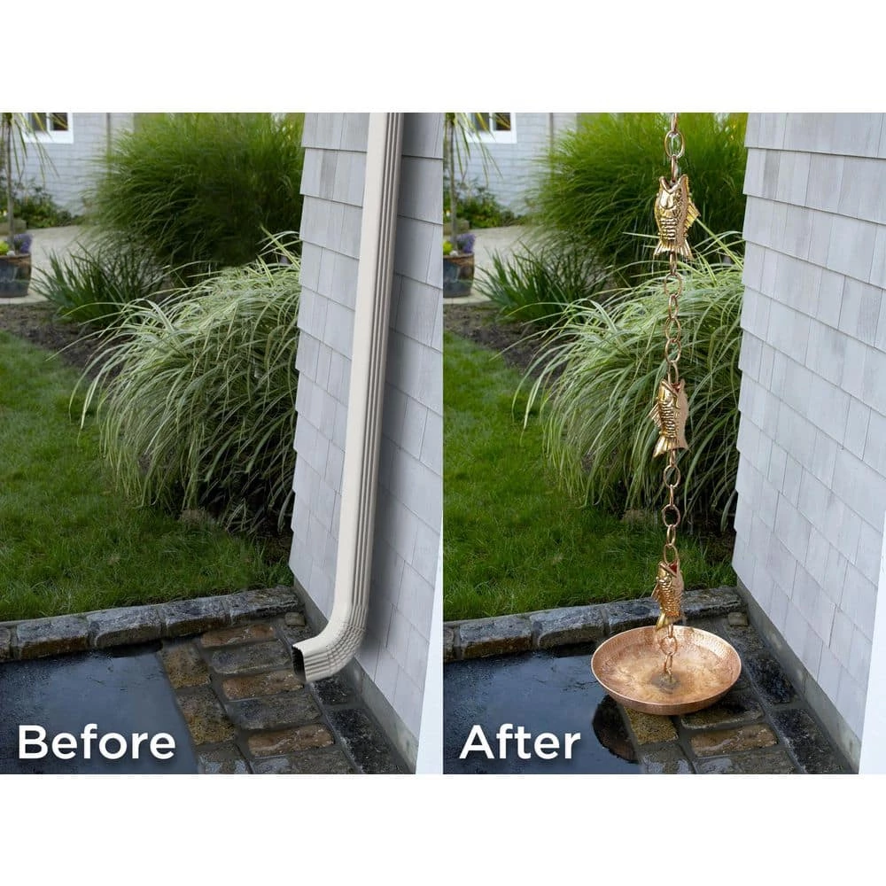 Good Directions 100% Pure Copper Fish Rain Chain, 8-1/2 ft. Long, Large Wide Mouthed Fish, Replaces Gutter Downspout 5 Good Directions 100% Pure Copper Fish Rain Chain, 8-1/2 ft. Long, Large Wide Mouthed Fish, Replaces Gutter Downspout - Image 3
