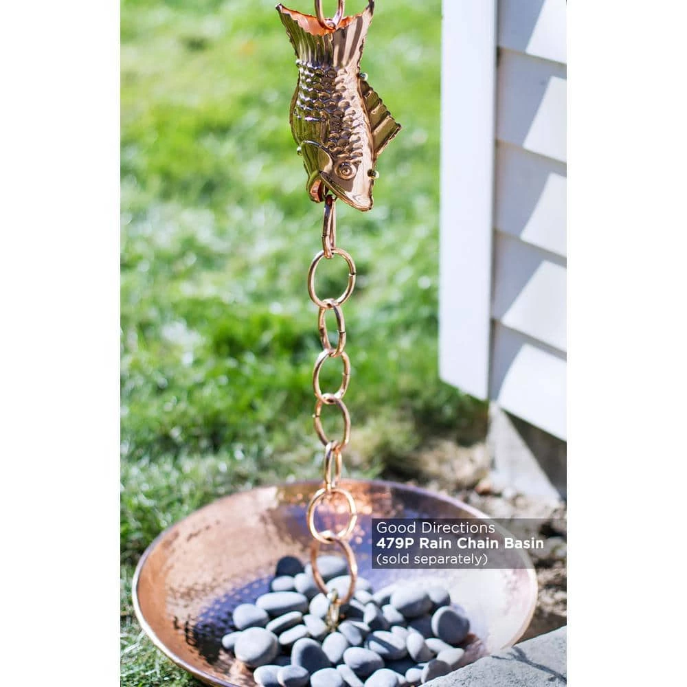 Good Directions 100% Pure Copper Fish Rain Chain, 8-1/2 ft. Long, Large Wide Mouthed Fish, Replaces Gutter Downspout 11 Good Directions 100% Pure Copper Fish Rain Chain, 8-1/2 ft. Long, Large Wide Mouthed Fish, Replaces Gutter Downspout - Image 9