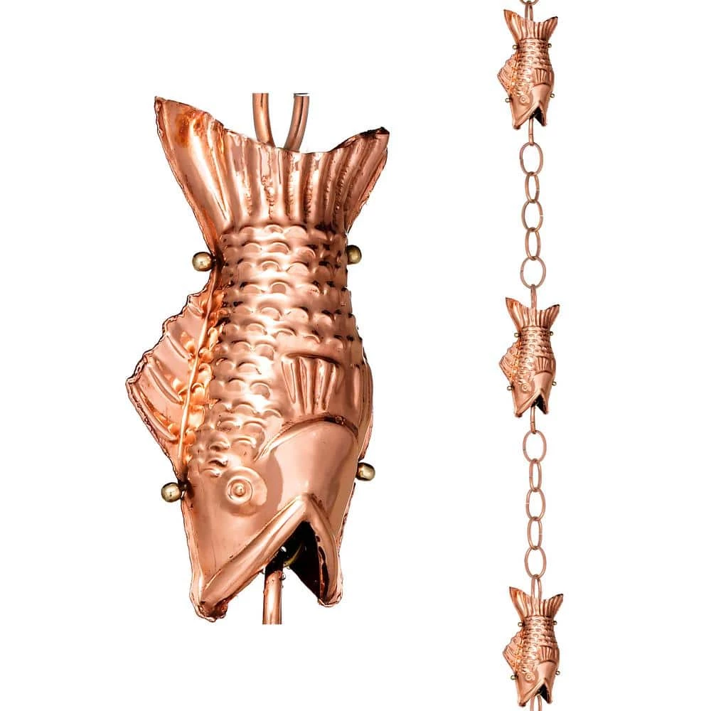 Good Directions 100% Pure Copper Fish Rain Chain, 8-1/2 ft. Long, Large Wide Mouthed Fish, Replaces Gutter Downspout 3 Good Directions 100% Pure Copper Fish Rain Chain, 8-1/2 ft. Long, Large Wide Mouthed Fish, Replaces Gutter Downspout