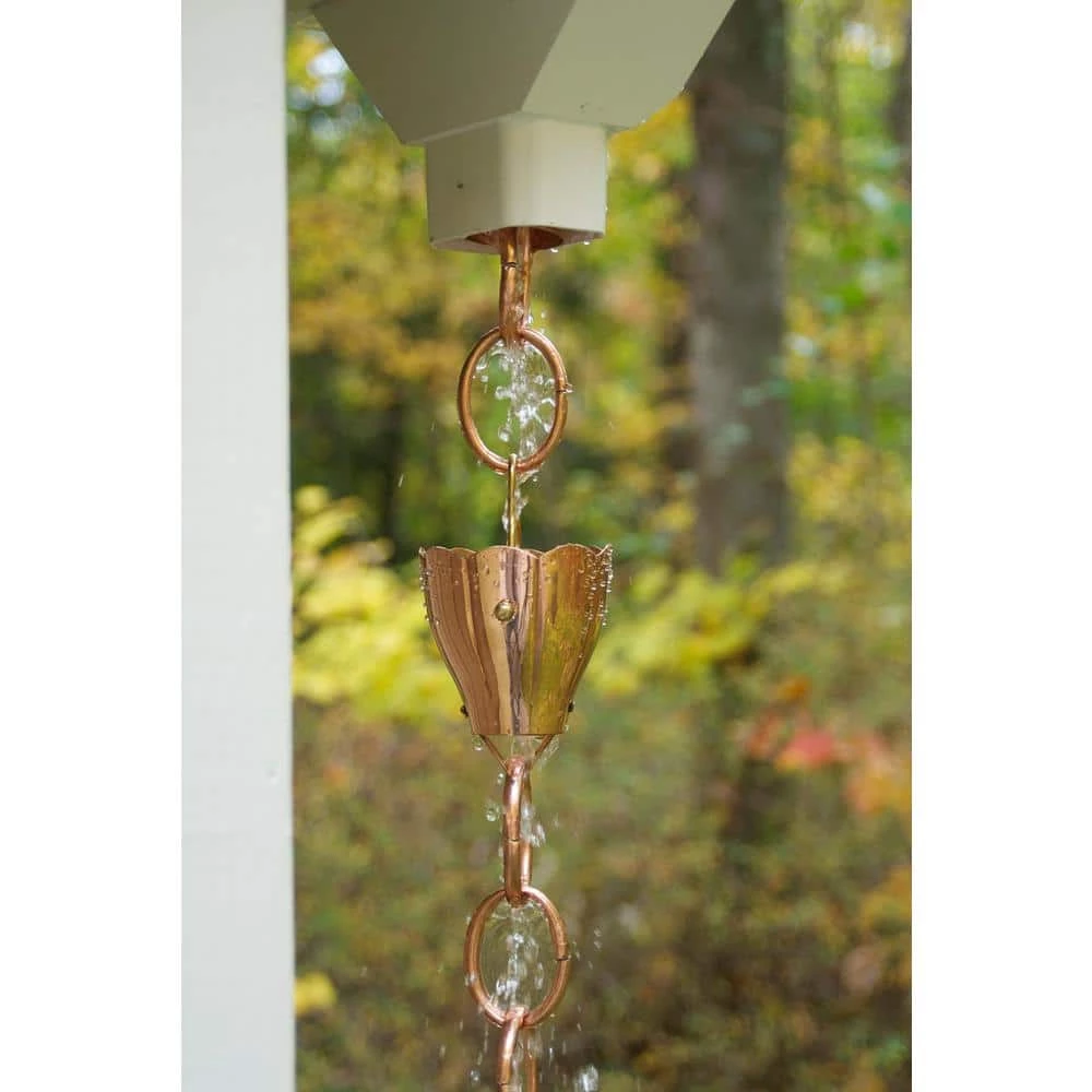 Good Directions 100% Pure Copper Crocus Rain Chain, 8-1/2 ft. Long, Large Cups, Replaces Gutter Downspout 9 Good Directions 100% Pure Copper Crocus Rain Chain, 8-1/2 ft. Long, Large Cups, Replaces Gutter Downspout - Image 7
