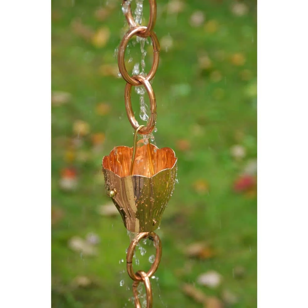 Good Directions 100% Pure Copper Crocus Rain Chain, 8-1/2 ft. Long, Large Cups, Replaces Gutter Downspout 10 Good Directions 100% Pure Copper Crocus Rain Chain, 8-1/2 ft. Long, Large Cups, Replaces Gutter Downspout - Image 8