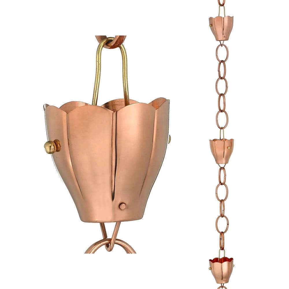 Good Directions 100% Pure Copper Crocus Rain Chain, 8-1/2 ft. Long, Large Cups, Replaces Gutter Downspout 3 Good Directions 100% Pure Copper Crocus Rain Chain, 8-1/2 ft. Long, Large Cups, Replaces Gutter Downspout