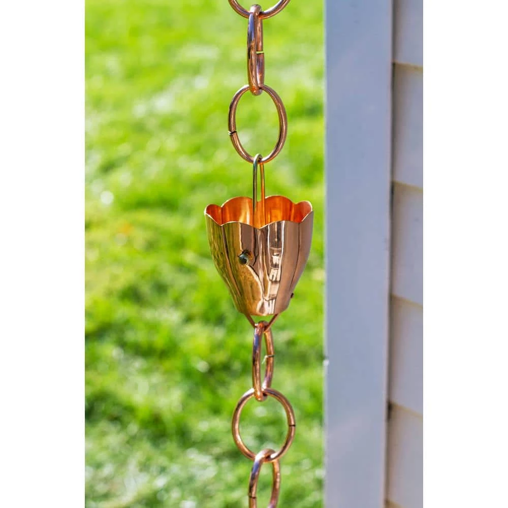 Good Directions 100% Pure Copper Crocus Rain Chain, 8-1/2 ft. Long, Large Cups, Replaces Gutter Downspout 12 Good Directions 100% Pure Copper Crocus Rain Chain, 8-1/2 ft. Long, Large Cups, Replaces Gutter Downspout - Image 10
