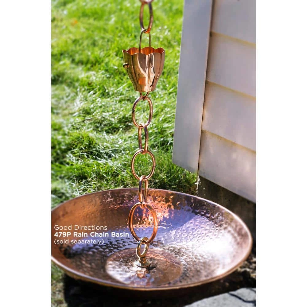 Good Directions 100% Pure Copper Crocus Rain Chain, 8-1/2 ft. Long, Large Cups, Replaces Gutter Downspout 11 Good Directions 100% Pure Copper Crocus Rain Chain, 8-1/2 ft. Long, Large Cups, Replaces Gutter Downspout - Image 9