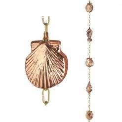 Good Directions 100% Pure Copper Seashore Rain Chain, 8-1/2 ft. Long, Large Seashells and Seahorses, Replaces Downspout