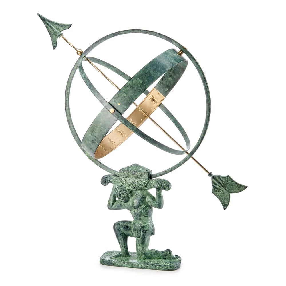 Good Directions 28 in. Verdigris Atlas Armillary Sundial with Brass Accents 6 Good Directions 28 in. Verdigris Atlas Armillary Sundial with Brass Accents - Image 4