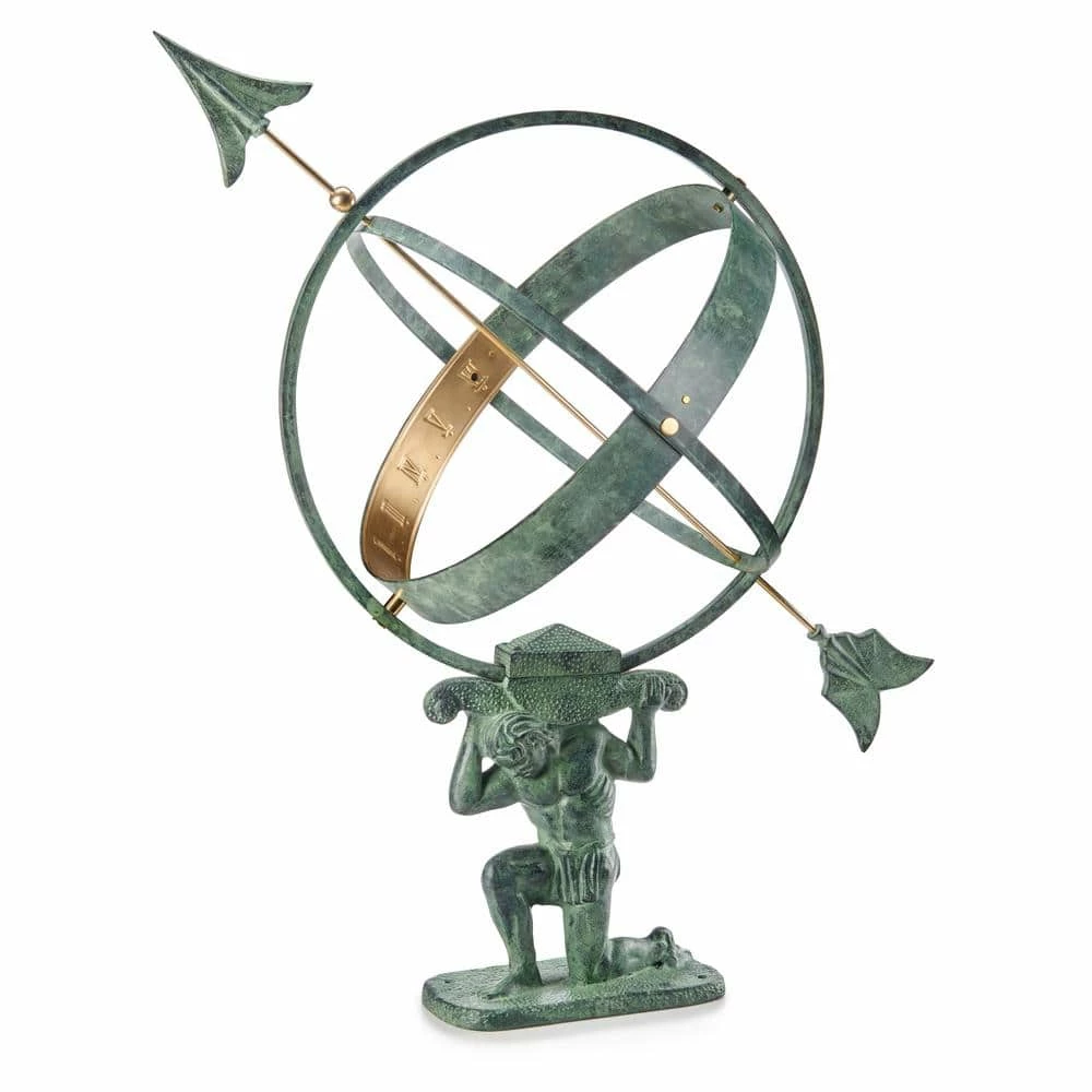 Good Directions 28 in. Verdigris Atlas Armillary Sundial with Brass Accents 3 Good Directions 28 in. Verdigris Atlas Armillary Sundial with Brass Accents