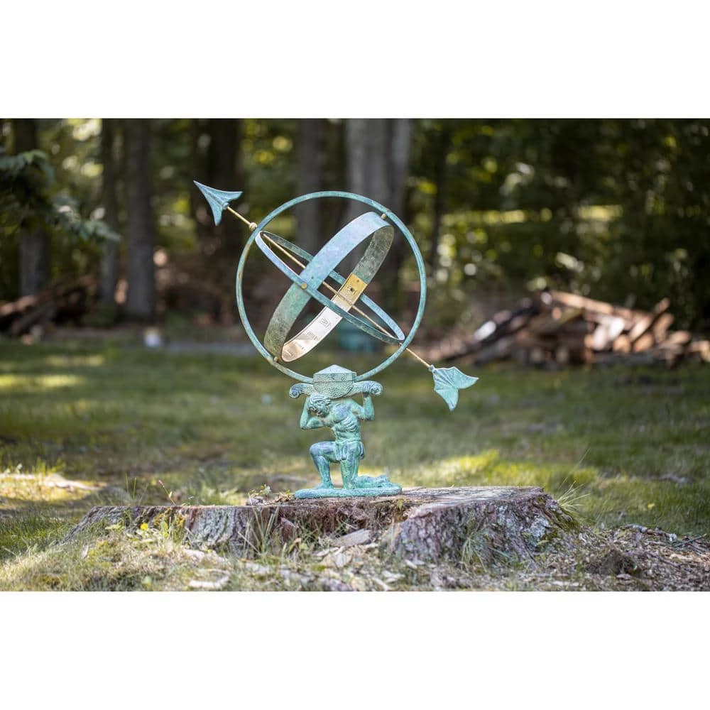 Good Directions 28 in. Verdigris Atlas Armillary Sundial with Brass Accents 9 Good Directions 28 in. Verdigris Atlas Armillary Sundial with Brass Accents - Image 7